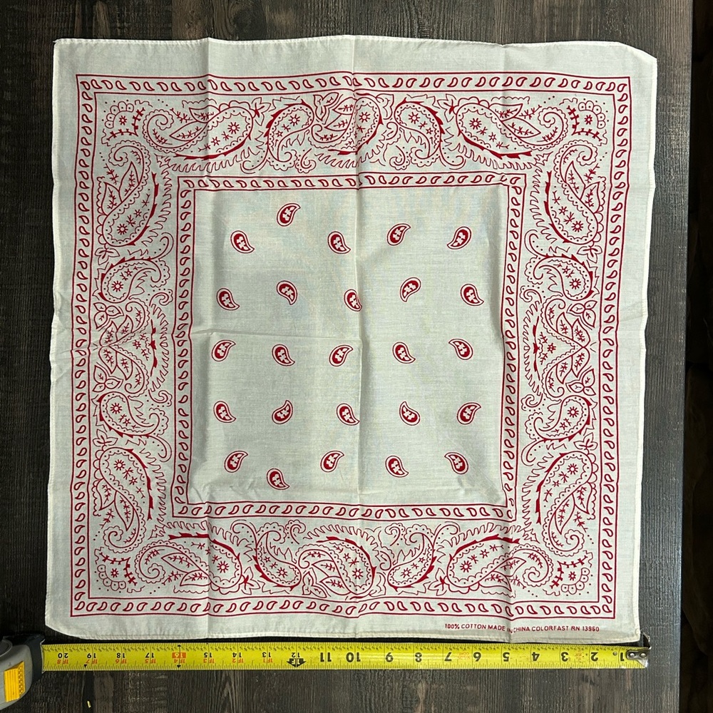 Red and White Paisley Bandana - Picture 7 of 7
